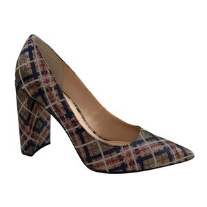 NWOB Marc Fisher Vivienne Multicolor Metallic Plaid High Heel Pumps Size 8.5M